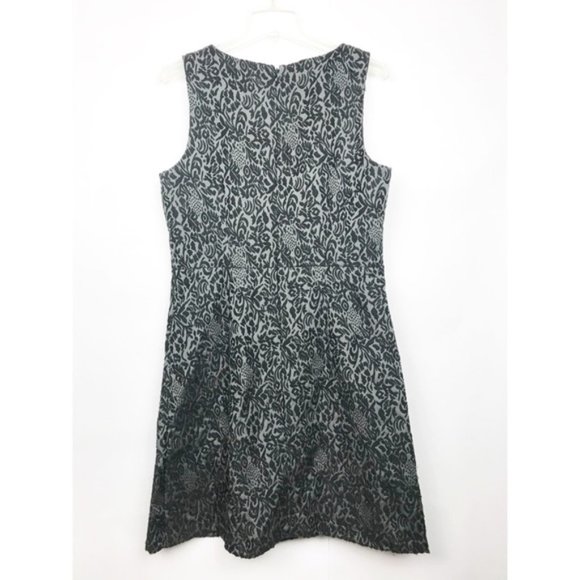 Loft Grey and Black Velvet Damask Dress Size 12 - Picture 3 of 6